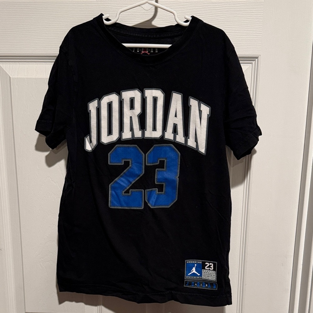 Jordan Black Tee with White and Blue Accents